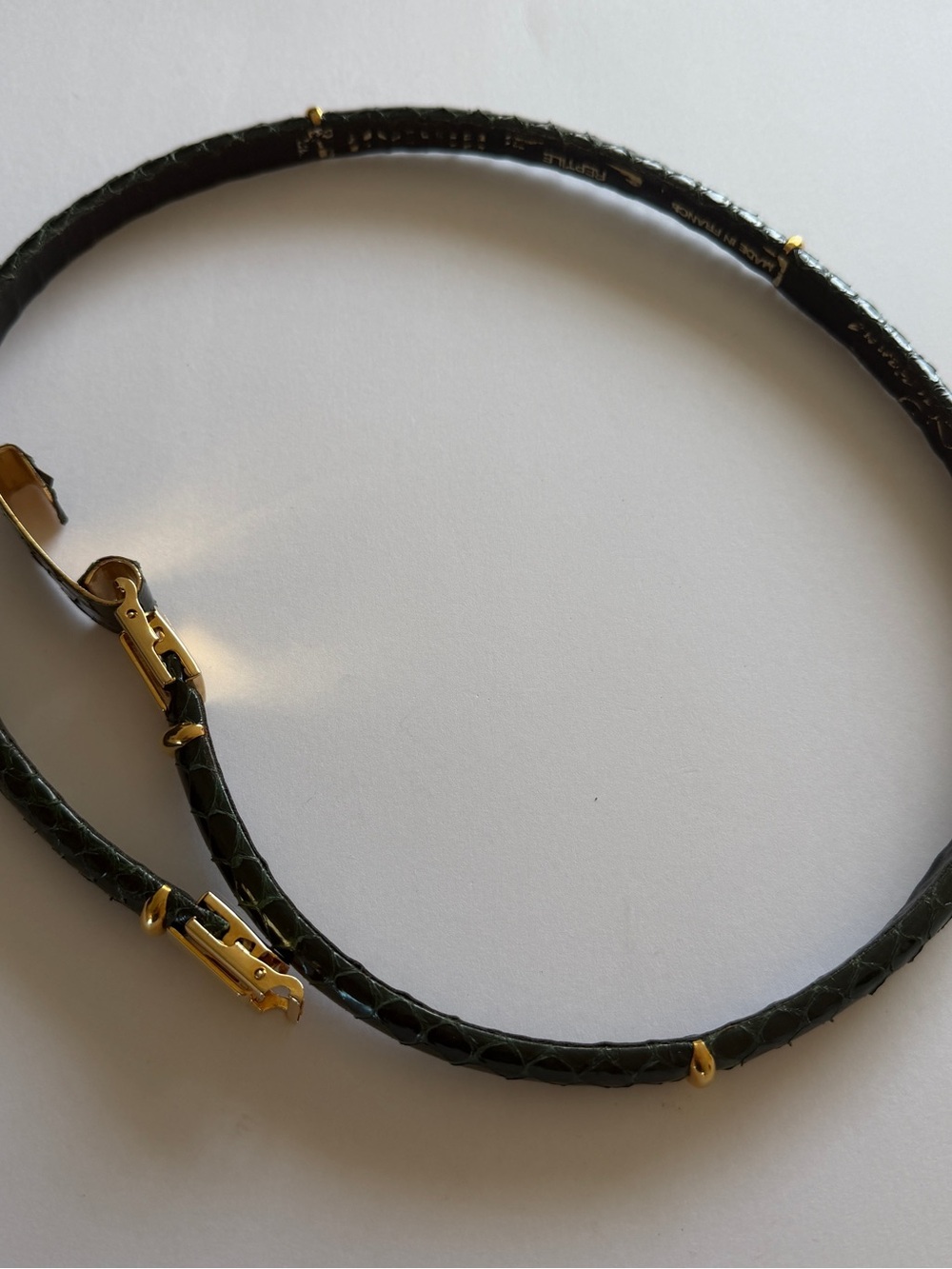 VINTAGE Lucienne & Depose 80s textured reptile skin pattern Belt - Picture 6 of 11